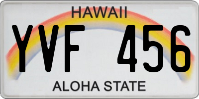HI license plate YVF456