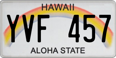 HI license plate YVF457