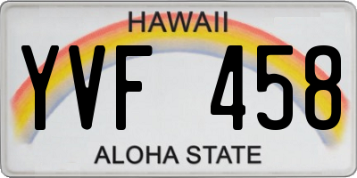 HI license plate YVF458