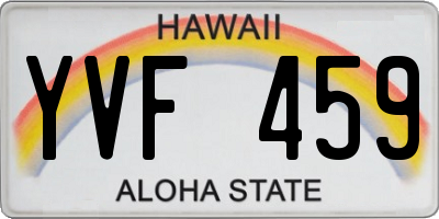 HI license plate YVF459