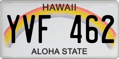 HI license plate YVF462