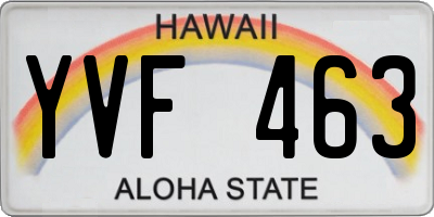 HI license plate YVF463