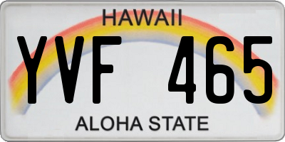HI license plate YVF465