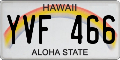 HI license plate YVF466