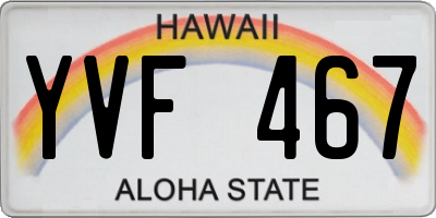 HI license plate YVF467