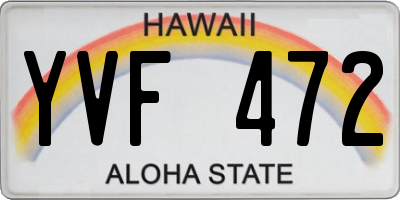 HI license plate YVF472