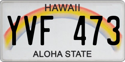 HI license plate YVF473