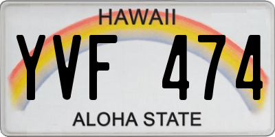 HI license plate YVF474