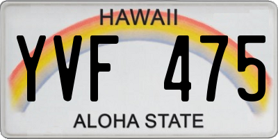 HI license plate YVF475