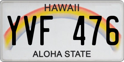 HI license plate YVF476