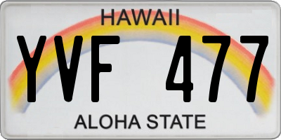 HI license plate YVF477