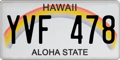 HI license plate YVF478