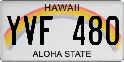 HI license plate YVF480