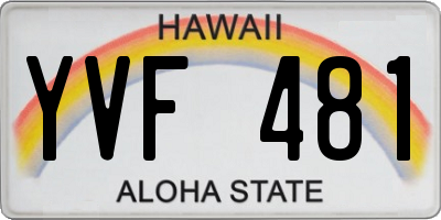 HI license plate YVF481