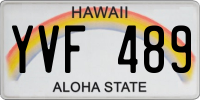 HI license plate YVF489