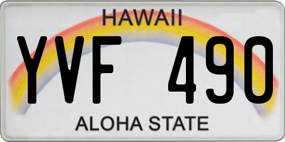 HI license plate YVF490
