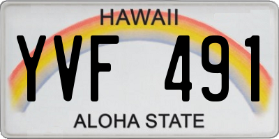 HI license plate YVF491