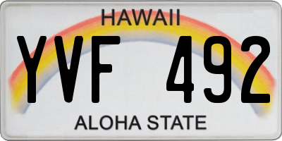 HI license plate YVF492