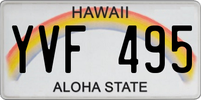 HI license plate YVF495