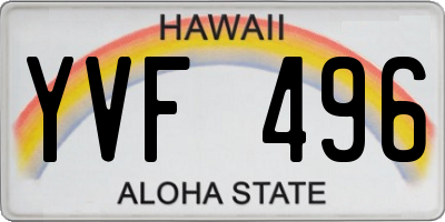 HI license plate YVF496