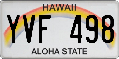 HI license plate YVF498