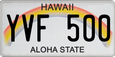 HI license plate YVF500