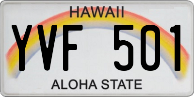HI license plate YVF501