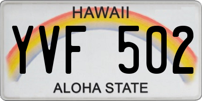 HI license plate YVF502