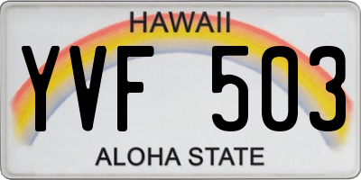 HI license plate YVF503