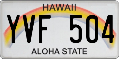 HI license plate YVF504