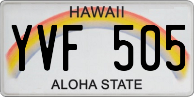 HI license plate YVF505