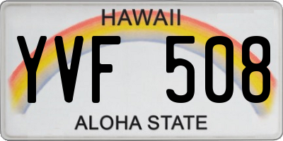 HI license plate YVF508