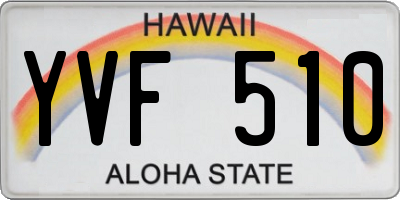 HI license plate YVF510