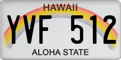 HI license plate YVF512