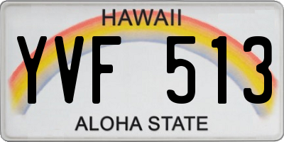 HI license plate YVF513