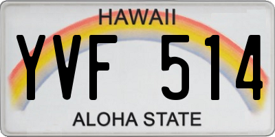 HI license plate YVF514