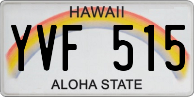 HI license plate YVF515