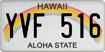HI license plate YVF516