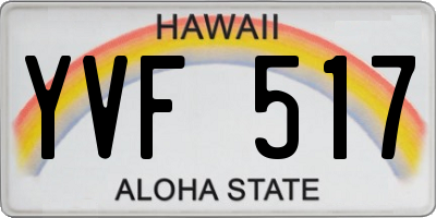 HI license plate YVF517