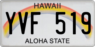 HI license plate YVF519