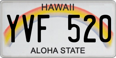 HI license plate YVF520