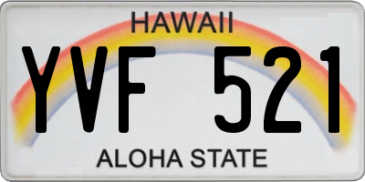 HI license plate YVF521