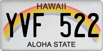 HI license plate YVF522
