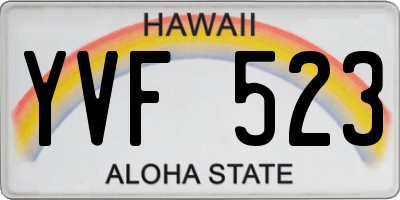 HI license plate YVF523