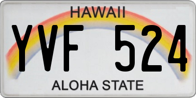 HI license plate YVF524