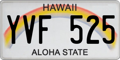 HI license plate YVF525