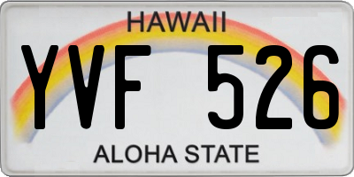 HI license plate YVF526