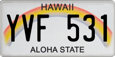 HI license plate YVF531