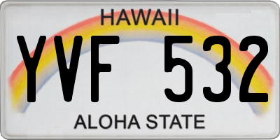 HI license plate YVF532