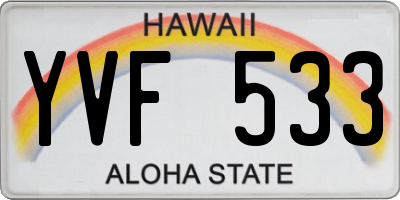 HI license plate YVF533